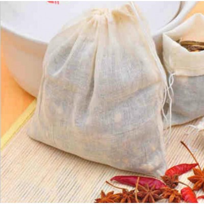 Customized packing fabric pouch small drawstring bag thin cotton muslin organic tea bags kit