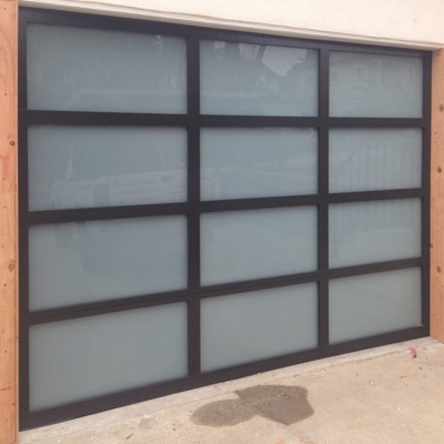 Aluminum alloy material frosted glass modern new black sectional panel garage door