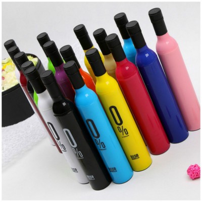 H211 Custom Printing Business Gift Sunshade Travel Rainy Sunny 3 Folding Umbrellas With Logo Foldable Wine Bottle Umbrella